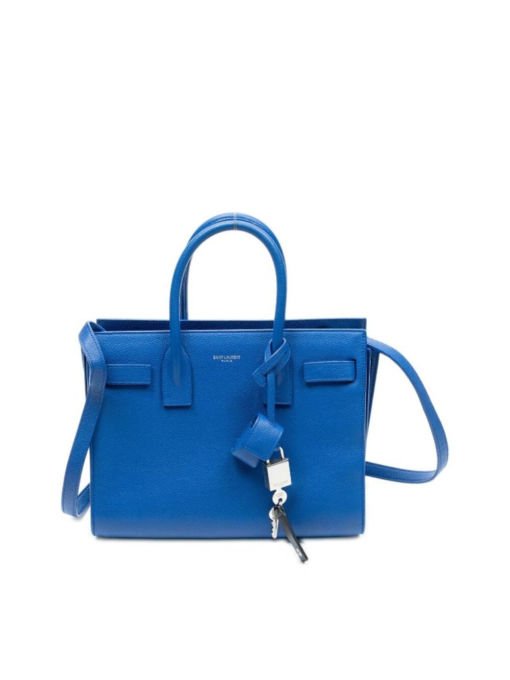 Saint Laurent Nano Sac de Jules Blue Grain Calfskin Leather Shoulder Bag